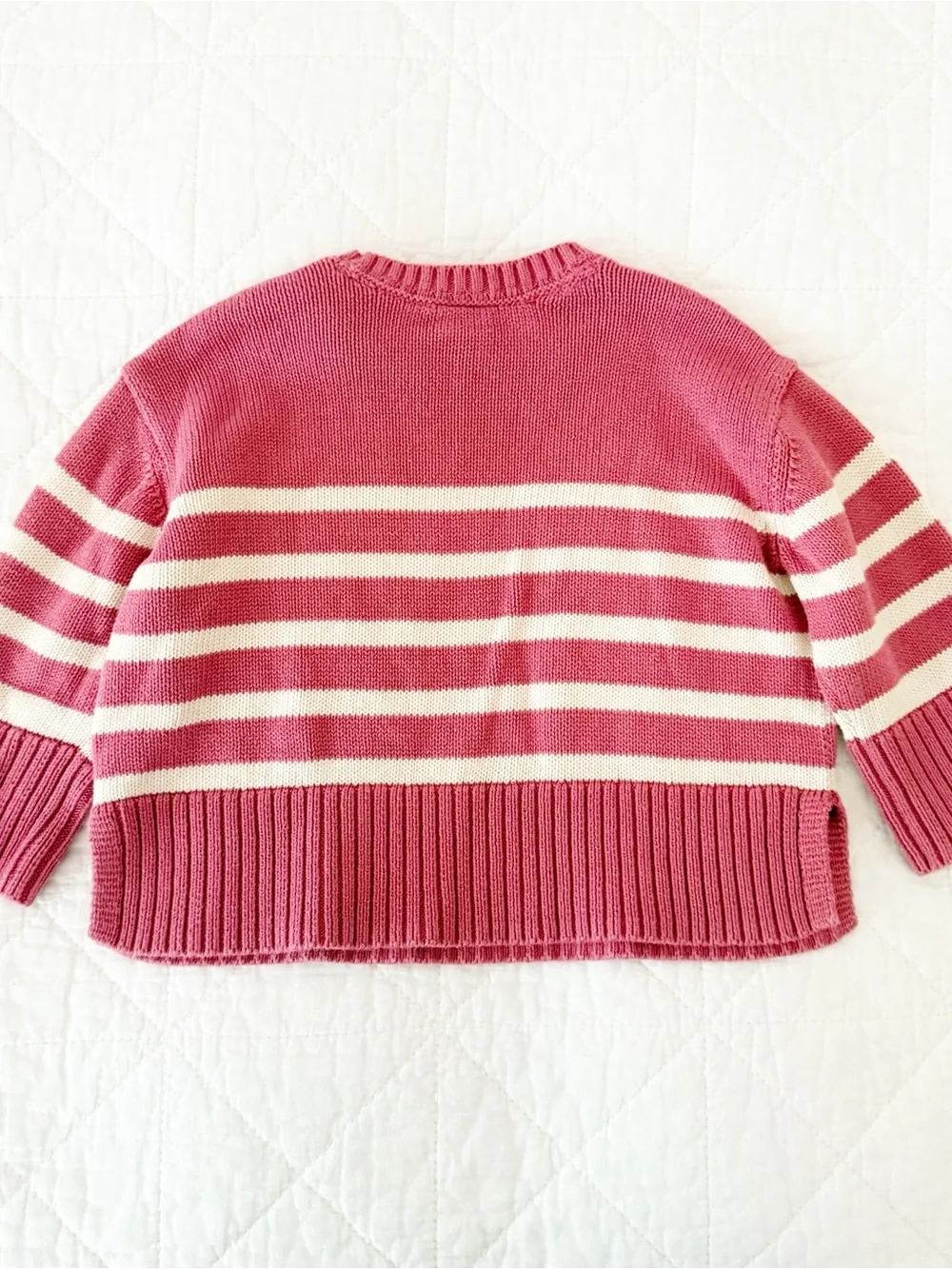 GAP Kids Pink and Cream Striped Crewneck Sweater